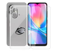AQGGIIXY Coque pour ZTE Blade A35e 4G (6.52") Case + Verre Trempé (1 Pièces), Étui Anti-Collision en Silicone Souple Housse avec Support de Téléphone Portable Réglable à 360°