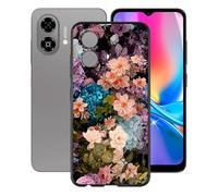 AQGGIIXY Coque pour ZTE Blade A35e 4G (6.52") étuis Black Protection Housses, Souple Silicone TPU Phone Case Bumper Cover pour ZTE Blade A35e 4G - Floraison des Fleurs