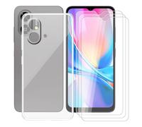 AQGGIIXY Coque pour ZTE Blade A35e 4G (6.52") Housse avec 3 Pièces Verre Trempé, Ultra Transparent Étui de Protection en Silicone Antichoc, Souple TPU Anti-Rayures Bumper