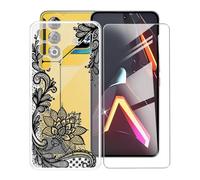 AQGGIIXY Coque pour ZTE Nubia Neo 3 GT (6.80"),avec [1 x Protecteur D'écran en Verre Trempé], Transparent Antichoc Silicone Cover Souple TPU Housse Etui pour ZTE Nubia Neo 3 GT - Flower
