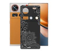 AQGGIIXY Coque pour ZTE Nubia Z70S Ultra (6.85") Housses étuis, Black Souple Silicone TPU Phone Case Bumper Cover pour ZTE Nubia Z70S Ultra - Flower