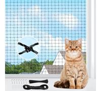 AQhui Filet Chat Balcon, Filet Chat Renforcé 3x8m, Filets de Protection sans Percage, Grillage Fenetre pour Chats, Filets Anti Chats avec Crochet Fixation Convient aux Couloirs, Terrasses