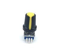 AQHYEBNSR Encodeur Rotatif 5 Ensembles/lot commutateur de Code d'encodeur EC11 Audio numérique avec Interrupteur à Bouton-Poussoir Broches Longueur poignée 15mm Bouton(with Yellow Knob)