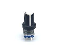 AQHYEBNSR Encodeur Rotatif 5 Ensembles/lot commutateur de Code d'encodeur EC11 Audio numérique avec Interrupteur à Bouton-Poussoir Broches Longueur poignée 15mm Bouton(with White Knob)