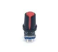 AQHYEBNSR Encodeur Rotatif 5 Ensembles/lot commutateur de Code d'encodeur EC11 Audio numérique avec Interrupteur à Bouton-Poussoir Broches Longueur poignée 15mm Bouton(with Red Knob)