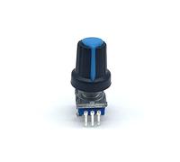 AQHYEBNSR Encodeur Rotatif 5 Ensembles/lot commutateur de Code d'encodeur EC11 Audio numérique avec Interrupteur à Bouton-Poussoir Broches Longueur poignée 15mm Bouton(with Blue Knob)