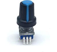 AQHYEBNSR Encodeur Rotatif 5sets / lot Interrupteur de Code d'encodeur EC11 Audio numérique avec Interrupteur à Bouton-Poussoir 5pin Longueur poignée 15 mm Bouton(with Blue Knob)