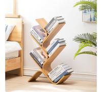 AQIFAND Bibliothèque à 5 étages - En bambou - Moderne - Design arbre - Pour salon, chambre à coucher, bureau - Étagère ouverte - Aspect bois naturel - 91 cm de haut