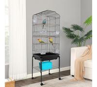 AQIFAND Cage à oiseaux avec roulettes - Grande cage d'élevage autoportante avec mangeoire - Perchoirs - Tiroir - Support - Cage pour perroquet, perruche, cacatoès - 47 x 37 x 137,5 cm