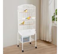 AQIFAND Cage à oiseaux avec roulettes - Grande volière pour perroquet, perruche, calopsitte, autoportante - Cage d'élevage avec mangeoire, perchoirs, tiroir, support - 47 x 37 x 137,5 cm