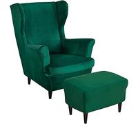 AQIGR Housse de Fauteuil à Oreilles Elastique avec Housse de Pouf, Velours Housse de Fauteuil d'oreille 2 pièces Housse pour Fauteuil 1 pièce Housse de Repose (Color : #8)