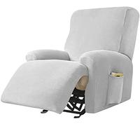 AQIGR Housse de Fauteuil Relax Inclinable Extensible 1/2/3 Places Velours Manuel/Electrique Housse de Canapé avec Poche Latérale Antidérapant Lavable Housse de Fauteuil de Relax Élastique
