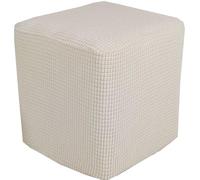 AQIGR Housse de Pouf Ottomane Carrée 35x35/50x50/60x60/80x80 Extensible, Housses de Repose-Pieds en Doux pour protéger Le Repose-Pieds, Housse de Pouf avec Fond élastique(Beige,55x55x40cm)