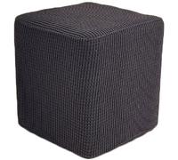 AQIGR Housse de Pouf Ottomane Carrée 35x35/50x50/60x60/80x80 Extensible, Housses de Repose-Pieds en Doux pour protéger Le Repose-Pieds, Housse de Pouf avec Fond élastique(Black,40x40x35cm)