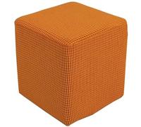 AQIGR Housse de Pouf Ottomane Carrée 35x35/50x50/60x60/80x80 Extensible, Housses de Repose-Pieds en Doux pour protéger Le Repose-Pieds, Housse de Pouf avec Fond élastique(Orange,40x40x40cm)