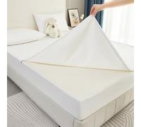 AQIGR Protège Matelas 180x200/150x200 cm, Polyester Housse de Matelas Confortable avec Fermeture Éclair, Anti-acariens(White,180x200+10cm)