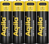 Aqiila Piles rechargeables AA USB-C Li-Ion 2000 mAh 1,5 V x4