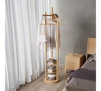 AQIMUELE Portemanteau Rotatif en Bois, Portant à Vêtement d’Entrée, Porte-Manteau sur Pieds pour Vêtements/Sacs/Chapeaux, pour Maison/Bureau/Entrée/Couloir, Couleur Bois