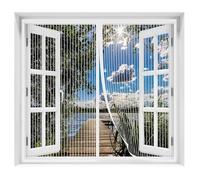 AQKaki Moustiquaire Magnétique pour Fenêtres, 115x130cm Moustiquaire Anti-Moustique en Fibre de Polyester Aimants forts Fermeture Automatique Auto-adhésive Magnétique pour Portes et Fenêtres