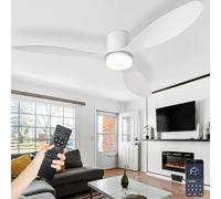 AQLEDY Ventilateur Plafond Silencieux Avec Lumiere, Lustre Ventilateur Design Avec Telecommande, Ventilo Plafond Avec Lampe Intégrée DC Réversible 6 Vitesses Pour Salon Chambre-White||52in