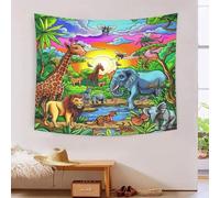 AQOVARLUX Animaux de la jungle 3D Effet Tapisserie Art Mural Tapisserie Murales Tapisserie Murale Tissu Pour La DécoRation De Chambre À Coucher, DécoRations Murales, Nappes Tenture Murale 130cmx150cm