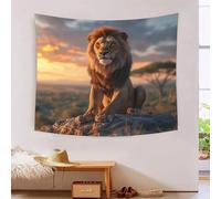 AQOVARLUX Lion 3D Effet Tapisserie Art Mural Tapisserie Murales Décoration Murale En Tissu Pour La Décoration De Chambre À Coucher, Décorations Murales, Art Mural, Nappes Tapisseries 100cmx150cm