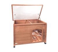 Aqpet Friends Baita Niche en Bois d'extérieur pour Chiens avec Toit ouvrant et Rideaux Thermiques Inclus, Moyenne 104 x 68 x 75 h