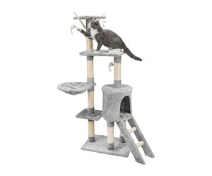 AQPET Griffoir Paris 138 cm avec Niche pour Chat Arbre Aire de Jeux pour Chat Gris