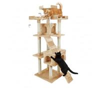 AQPET Griffoir XXL 170 cm pour Chats avec Niche, Arbre de Jeu Multifonctionnel et Aire de Jeux complète, Couleur Beige