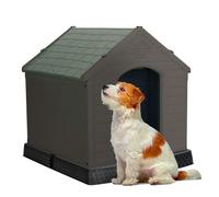 Aqpet Niche pour Chiens en Plastique imperméable - Usage intérieur et extérieur, avec Sol surélevé, Robuste et spacieuse - Convient pour Chiens de Taille Moyenne 87 x 78 x 81 cm, Couleur Marron