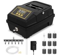 AQQA Aquarium Pompe à air, Pompe à oxygène étang Puissant extérieur, 6 Sorties d'aérateur Aquarium alimenté par Batterie, 18w Pompe à oxygène Aquarium réglable avec Accessoires, jusqu'à 4500l