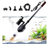 AQQA Aspirateur de fond pour aquarium, 6 en 1 électrique pour changement d'eau d'aquarium, nettoyeur de gravier d'aquarium 20W, aspirateur pour changement d'eau, filtre pour sable et gravier