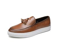AQQWWER Chaussures habillées pour Hommes Men's Casual Shoes Leather Shoes Men's Comfortable Casual Shoes Men's (Color : Bruin, Size : 42 EU)