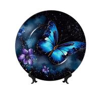 AQRJKHD Assiette décorative en porcelaine anglaise de 17,8 cm - Assiettes à dîner en céramique avec présentoir - Ornements en céramique - Pour la maison, le bureau, la décoration murale - Assiettes de