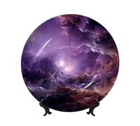 AQRJKHD Assiette décorative en porcelaine anglaise de 20,3 cm - Assiettes à dîner en céramique violette avec présentoir - Ornements en céramique - Pour la maison, le bureau, la décoration murale