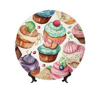 AQRJKHD Assiette décorative en porcelaine anglaise de 20,3 cm pour cupcakes, beignets, muffins, sucre, assiettes à dîner en céramique avec présentoir en céramique pour décoration murale de maison