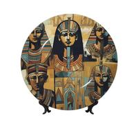 AQRJKHD Assiette décorative en porcelaine anglaise de 20,3 cm - Série tribu de l'Égypte ancienne - Assiettes à dîner en céramique avec présentoir - Ornements en céramique - Assiette en porcelaine pour