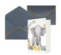 AQRJKHD Carte de remerciement avec motif éléphant avec couronne et petit canard avec enveloppes, carte d'anniversaire pour femme et homme, cartes vierges pour toutes les occasions pour mariage, fête