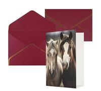 AQRJKHD Carte de remerciement deux chevaux avec enveloppes, carte d'anniversaire pour femmes et hommes, cartes vierges pour toutes les occasions pour mariage, fête prénatale