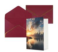 AQRJKHD Carte de remerciement « New York in the sunset » avec enveloppes - Carte d'anniversaire pour homme et femme - Cartes vierges pour toutes les occasions - Pour mariage, fête prénatale
