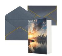 AQRJKHD Carte de remerciement « New York in the sunset » avec enveloppes - Carte d'anniversaire pour homme et femme - Cartes vierges pour toutes les occasions - Pour mariage, fête prénatale