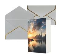 AQRJKHD Carte de remerciement « New York in the sunset » avec enveloppes - Carte d'anniversaire pour homme et femme - Cartes vierges pour toutes les occasions - Pour mariage, fête prénatale