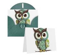 AQRJKHD Carte de remerciement verte mignonne chouette avec enveloppes, carte d'anniversaire pour homme et femme, cartes vierges pour toutes les occasions pour mariage, fête prénatale