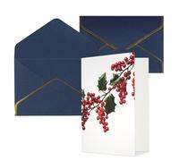 AQRJKHD Holly Berry Branches Carte de remerciement avec enveloppes, carte d'anniversaire pour femme et homme, cartes vierges pour toutes les occasions pour mariage, fête prénatale