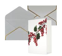 AQRJKHD Holly Berry Branches Carte de remerciement avec enveloppes, carte d'anniversaire pour femme et homme, cartes vierges pour toutes les occasions pour mariage, fête prénatale