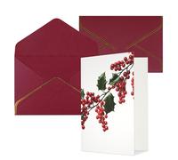 AQRJKHD Holly Berry Branches Carte de remerciement avec enveloppes, carte d'anniversaire pour femme et homme, cartes vierges pour toutes les occasions pour mariage, fête prénatale
