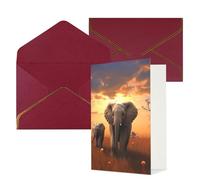 AQRJKHD Jolie carte de remerciement en forme d'éléphant sauvage avec enveloppes, carte de vœux d'anniversaire pour femmes et hommes, cartes vierges pour toutes les occasions pour mariage, fête