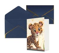 AQRJKHD Jolie carte de remerciement pour bébé Jaguar avec enveloppes, carte de vœux d'anniversaire pour femmes et hommes, cartes vierges pour toutes les occasions pour mariage, fête prénatale