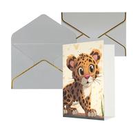 AQRJKHD Jolie carte de remerciement pour bébé Jaguar avec enveloppes, carte de vœux d'anniversaire pour femmes et hommes, cartes vierges pour toutes les occasions pour mariage, fête prénatale