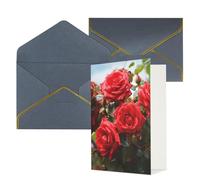 AQRJKHD Red Roses Bush in The Garden Carte de remerciement avec enveloppes Carte d'anniversaire pour homme et femme Cartes de vœux vierges pour toutes les occasions pour mariage, fête prénatale